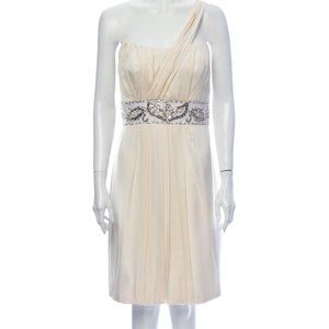 Theia Cream Silk Beaded Dress NWT